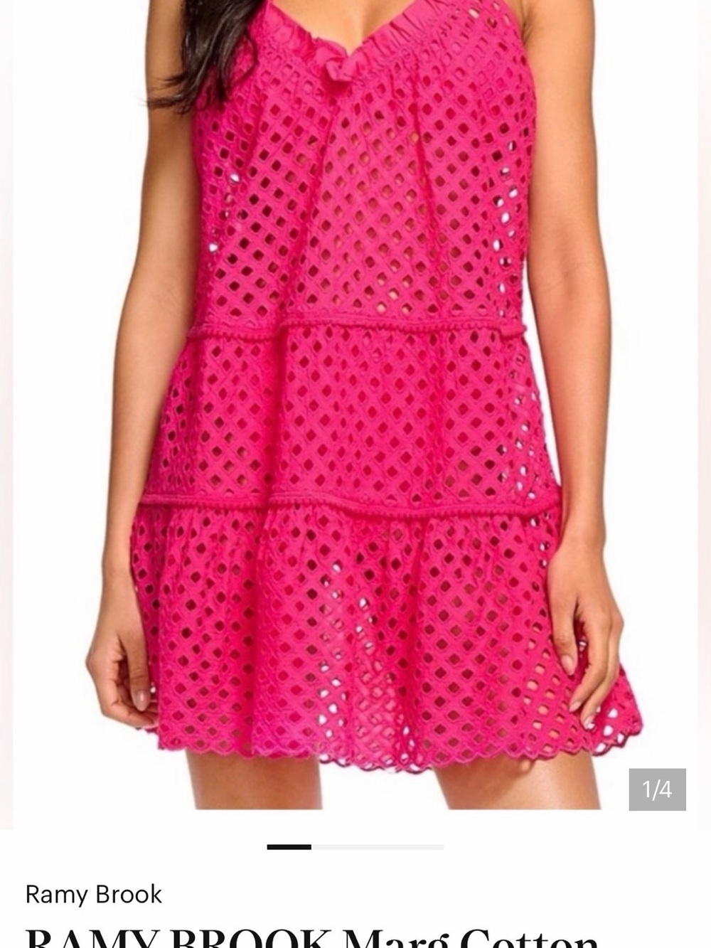 Ramy Brook Bright Pink Eyelet Tiered Sundress